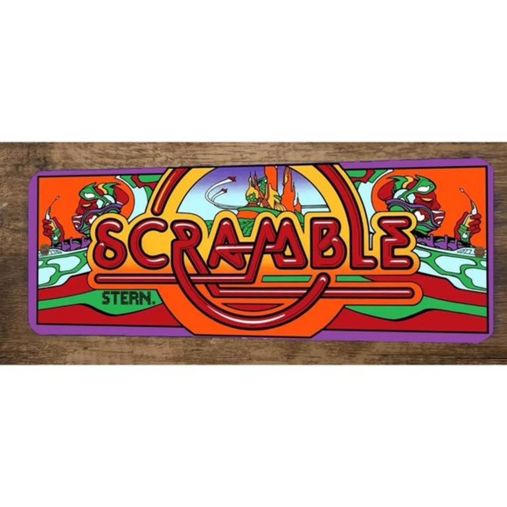 Scramble Arcade 4x12 Metal Wall Video Game Marquee Banner Sign